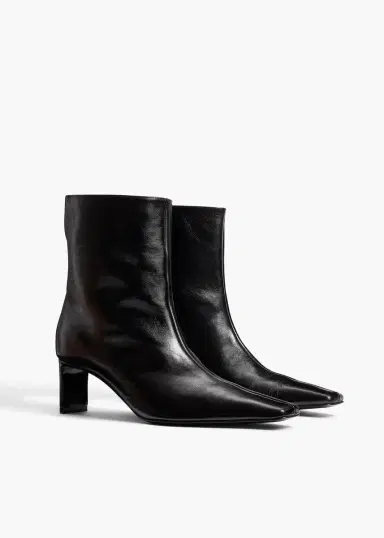 Khaite Ona Ankle Boot In Black Glazed Leather | Thumbnail 2 Khaite Ona Ankle Boot In Black Glazed Leather | Thumbnail 2