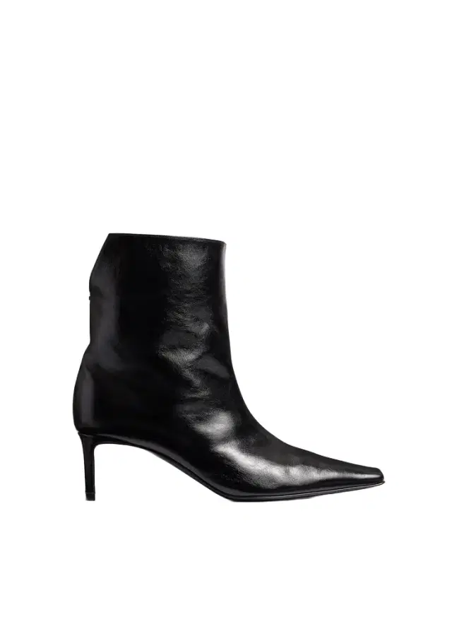 Khaite Ona Ankle Boot In Black Glazed Leather