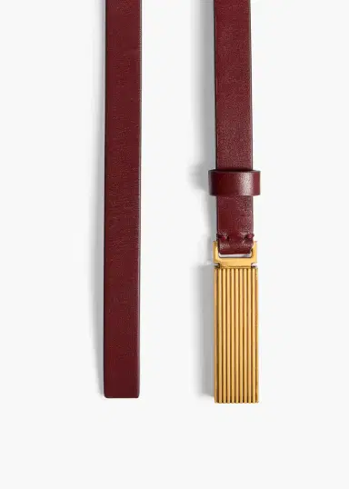 Khaite Empire Belt In Oxblood Leather With Gold | Thumbnail 2