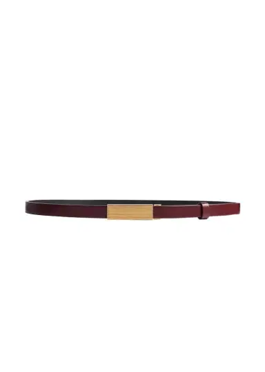 Khaite Empire Belt In Oxblood Leather With Gold | Thumbnail 1