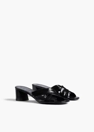 Khaite Liria Sandal In Black Glazed Leather | Thumbnail 2 Khaite Liria Sandal In Black Glazed Leather | Thumbnail 2