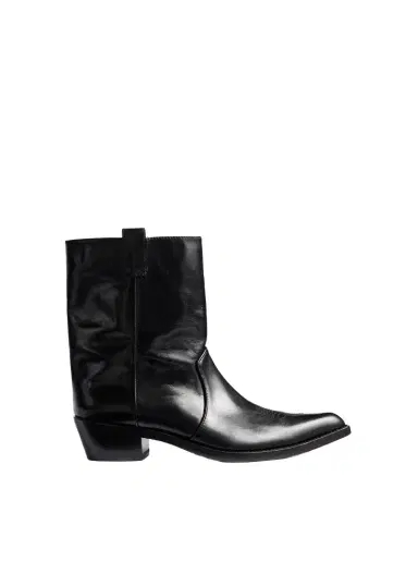 Khaite Clive Ankle Boot In Black Leather | Thumbnail 1 Khaite Clive Ankle Boot In Black Leather | Thumbnail 1