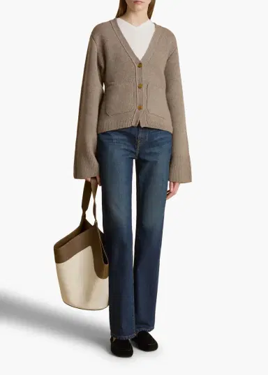 Khaite Scarlet Cardigan In Barley | Thumbnail 2 Khaite Scarlet Cardigan In Barley | Thumbnail 2