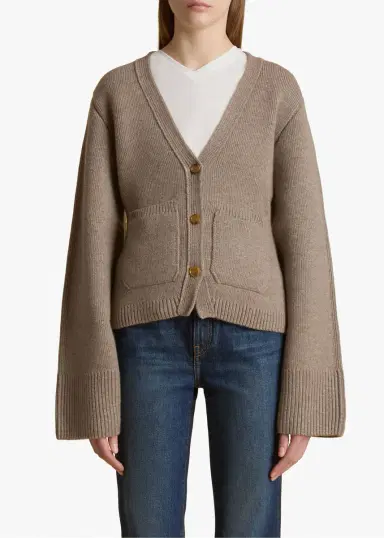 Khaite Scarlet Cardigan In Barley | Thumbnail 3 Khaite Scarlet Cardigan In Barley | Thumbnail 3