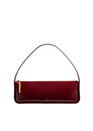Khaite Lori Baguette Bag In Bordeaux Crackle Patent Leather | Thumbnail 1
