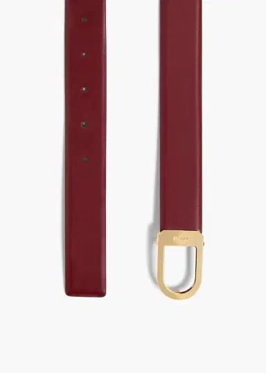 Khaite Saddle Belt In Oxblood Leather With Gold | Thumbnail 2