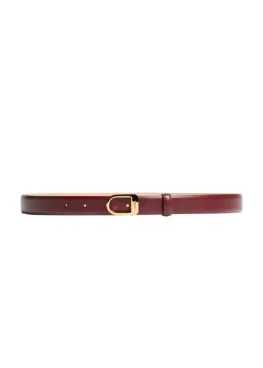 Khaite Saddle Belt In Oxblood Leather With Gold | Thumbnail 1