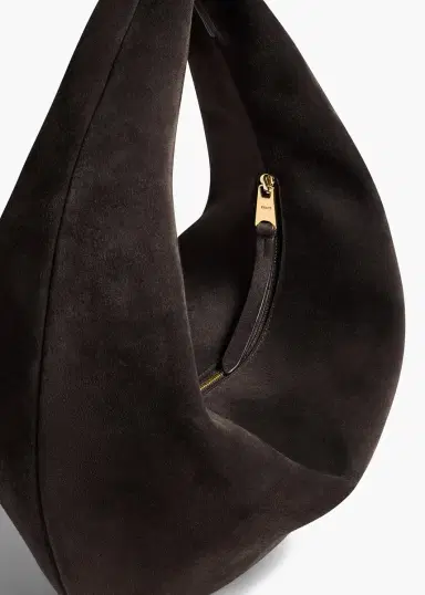 Khaite Medium Olivia Hobo In Dark Brown Suede | Thumbnail 3