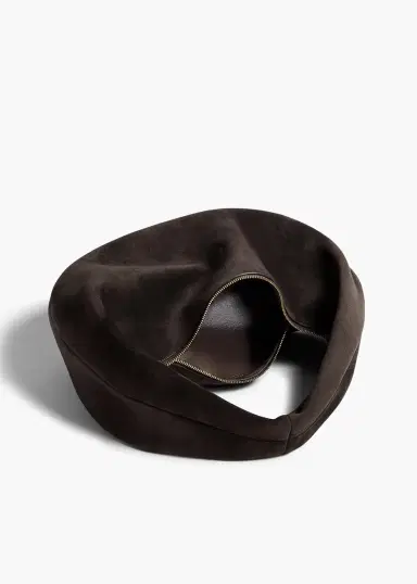 Khaite Medium Olivia Hobo In Dark Brown Suede | Thumbnail 4