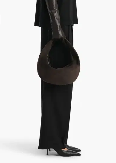 Khaite Medium Olivia Hobo In Dark Brown Suede | Thumbnail 5