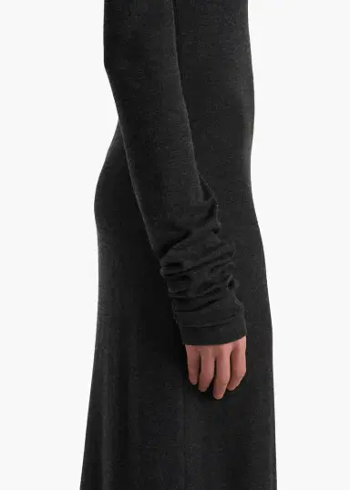 Khaite Norla Dress In Charcoal Silk Cashmere Jersey | Thumbnail 6