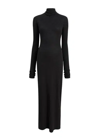 Khaite Norla Dress In Charcoal Silk Cashmere Jersey | Thumbnail 1