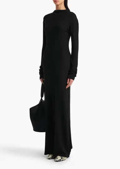 Khaite Norla Dress In Black Silk Cashmere Jersey | Thumbnail 2