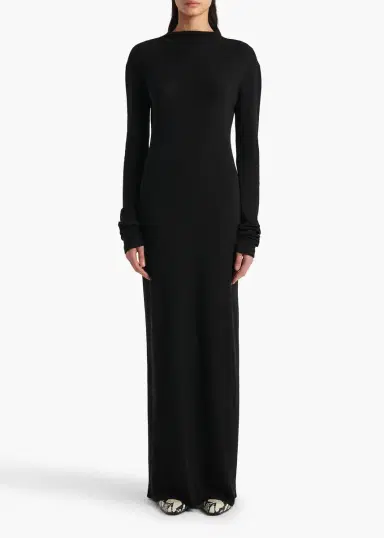 Khaite Norla Dress In Black Silk Cashmere Jersey | Thumbnail 3