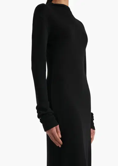 Khaite Norla Dress In Black Silk Cashmere Jersey | Thumbnail 5