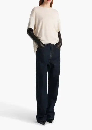 Khaite Maeve T-Shirt In Cream Silk Cashmere Jersey | Thumbnail 2