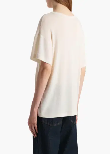 Khaite Maeve T-Shirt In Cream Silk Cashmere Jersey | Thumbnail 4