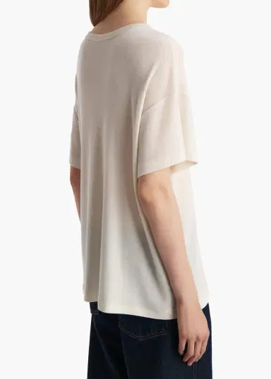 Khaite Maeve T-Shirt In Cream Silk Cashmere Jersey | Thumbnail 5
