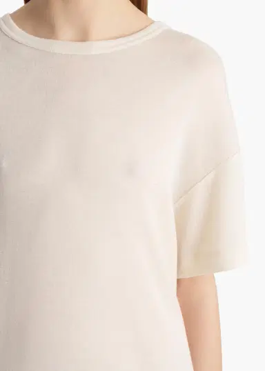 Khaite Maeve T-Shirt In Cream Silk Cashmere Jersey | Thumbnail 6