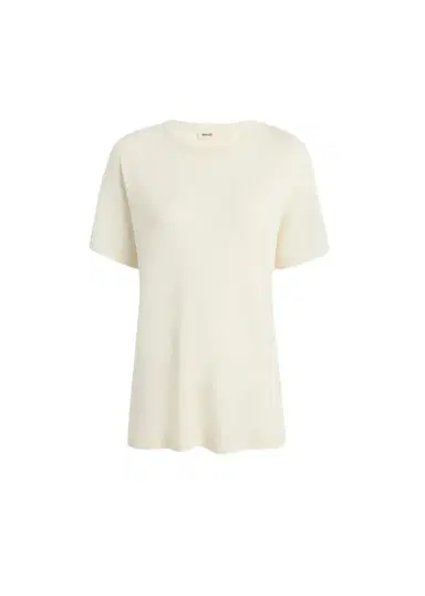 Khaite Maeve T-Shirt In Cream Silk Cashmere Jersey | Thumbnail 1
