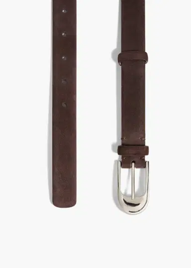 Khaite Dome Belt In Dark Brown Suede With Silver | Thumbnail 2 Khaite Dome Belt In Dark Brown Suede With Silver | Thumbnail 2
