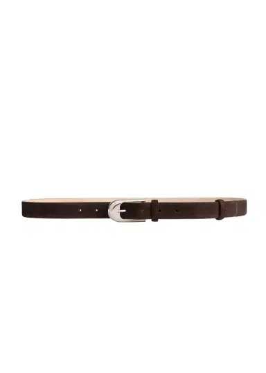 Khaite Dome Belt In Dark Brown Suede With Silver | Thumbnail 1 Khaite Dome Belt In Dark Brown Suede With Silver | Thumbnail 1