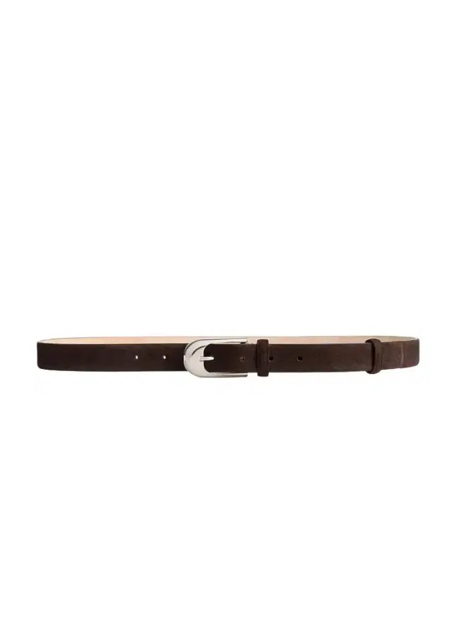 Khaite Dome Belt In Dark Brown Suede With Silver
