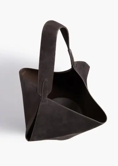 Khaite Small Lotus Tote In Dark Brown Suede | Thumbnail 3