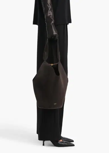 Khaite Small Lotus Tote In Dark Brown Suede | Thumbnail 5