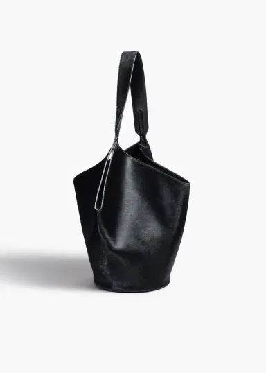 Khaite Small Lotus Tote In Black Haircalf | Thumbnail 2
