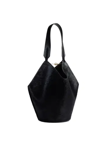 Khaite Small Lotus Tote In Black Haircalf | Thumbnail 1