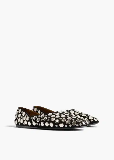 Khaite Jane Flat In Black Suede With Silver Studs | Thumbnail 2