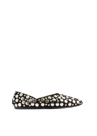 Khaite Jane Flat In Black Suede With Silver Studs | Thumbnail 1