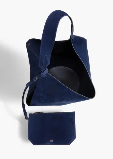 Khaite Medium Lotus Tote In Midnight Suede | Thumbnail 3