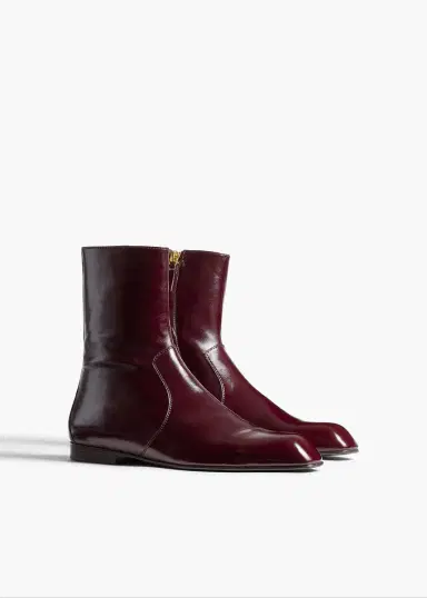 Khaite Colt Ankle Boot In Bordeaux Glazed Leather | Thumbnail 2 Khaite Colt Ankle Boot In Bordeaux Glazed Leather | Thumbnail 2