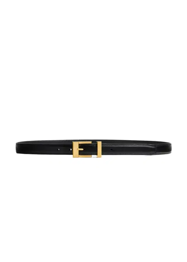 Khaite Manhattan Belt In Black Leather With Gold