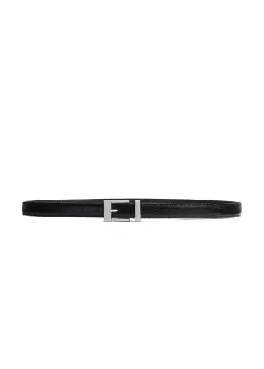 Khaite Manhattan Belt In Black Leather With Silver | Thumbnail 1