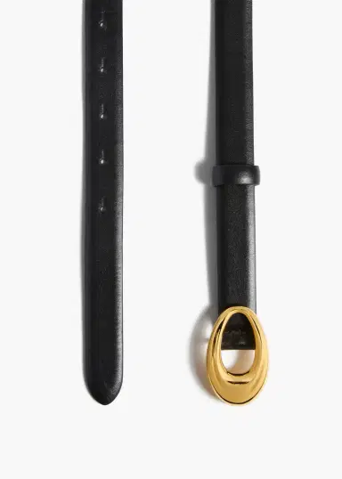 Khaite Olivia Belt In Black Leather With Gold | Thumbnail 2
