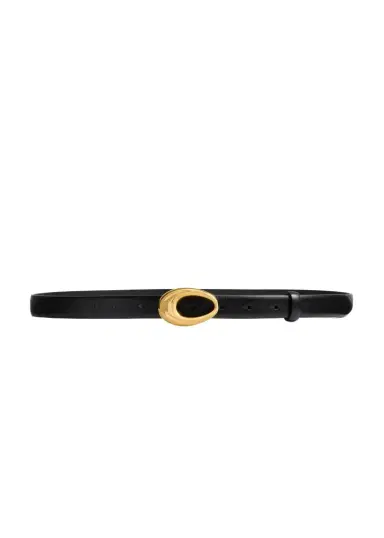 Khaite Olivia Belt In Black Leather With Gold | Thumbnail 1