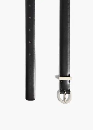 Khaite Luna Belt In Black Leather With Silver | Thumbnail 2