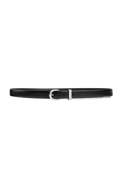 Khaite Luna Belt In Black Leather With Silver | Thumbnail 1