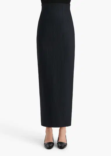 Khaite Loxley Skirt In Navy And White Stripe | Thumbnail 3