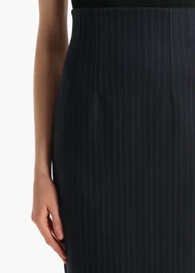 Khaite Loxley Skirt In Navy And White Stripe | Thumbnail 5