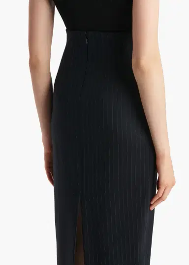 Khaite Loxley Skirt In Navy And White Stripe | Thumbnail 6