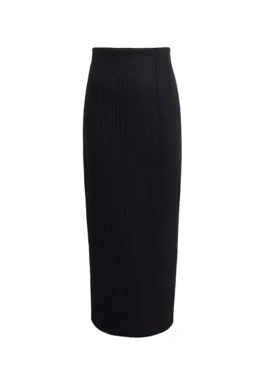 Khaite Loxley Skirt In Navy And White Stripe | Thumbnail 1