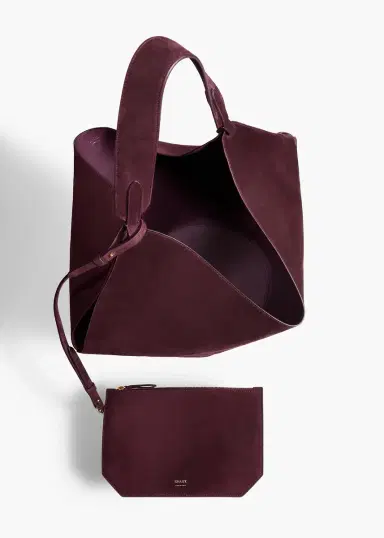 Khaite Medium Lotus Tote In Rouge Noir Suede | Thumbnail 3