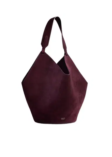 Khaite Medium Lotus Tote In Rouge Noir Suede | Thumbnail 1
