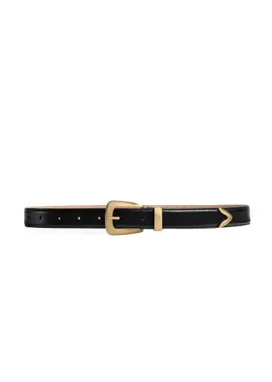 Khaite Benny Belt In Black Leather With Gold | Thumbnail 1 Khaite Benny Belt In Black Leather With Gold | Thumbnail 1