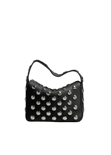 Khaite Small Elena Bag In Black Pebbled Leather With Studs | Thumbnail 1 Khaite Small Elena Bag In Black Pebbled Leather With Studs | Thumbnail 1