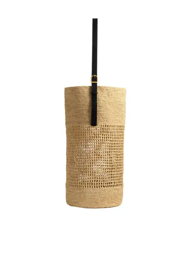 Khaite Billie Bucket Bag In Natural Raffia